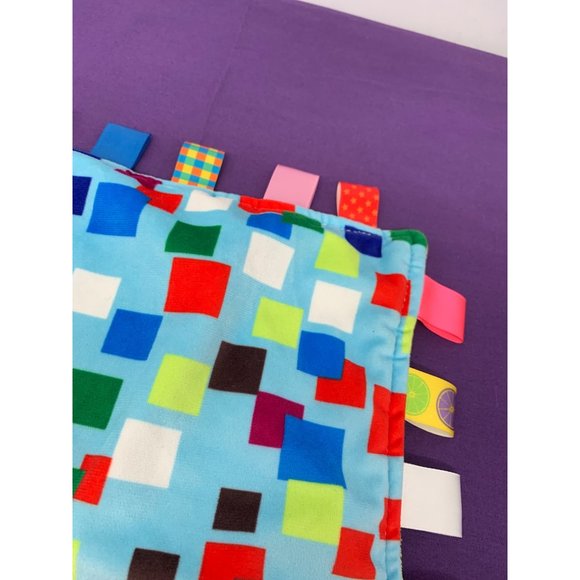 Cong Erle Tab Security Blanket Yellow Back Squares on Blue Print - Picture 5 of 7